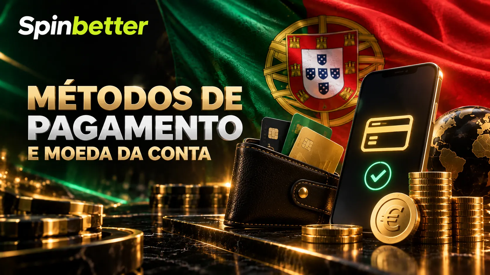 Métodos de pagamento e moeda da conta